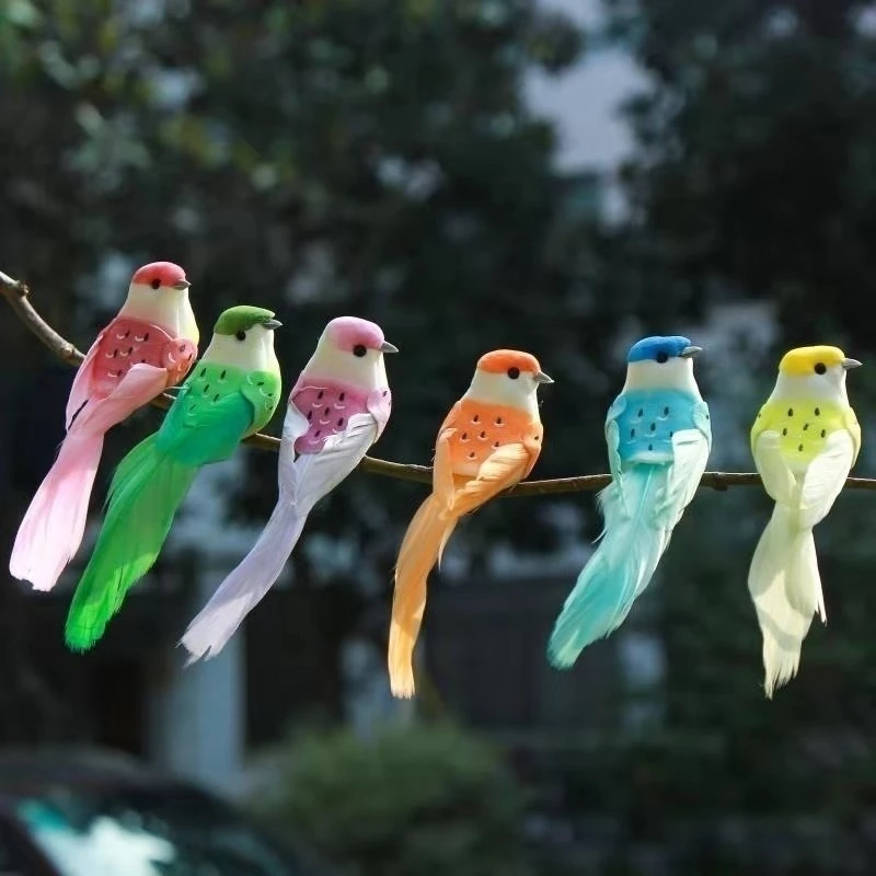 12pcs/box Simulation Artificial Bird Gardening Home Bird Ornament Decoration