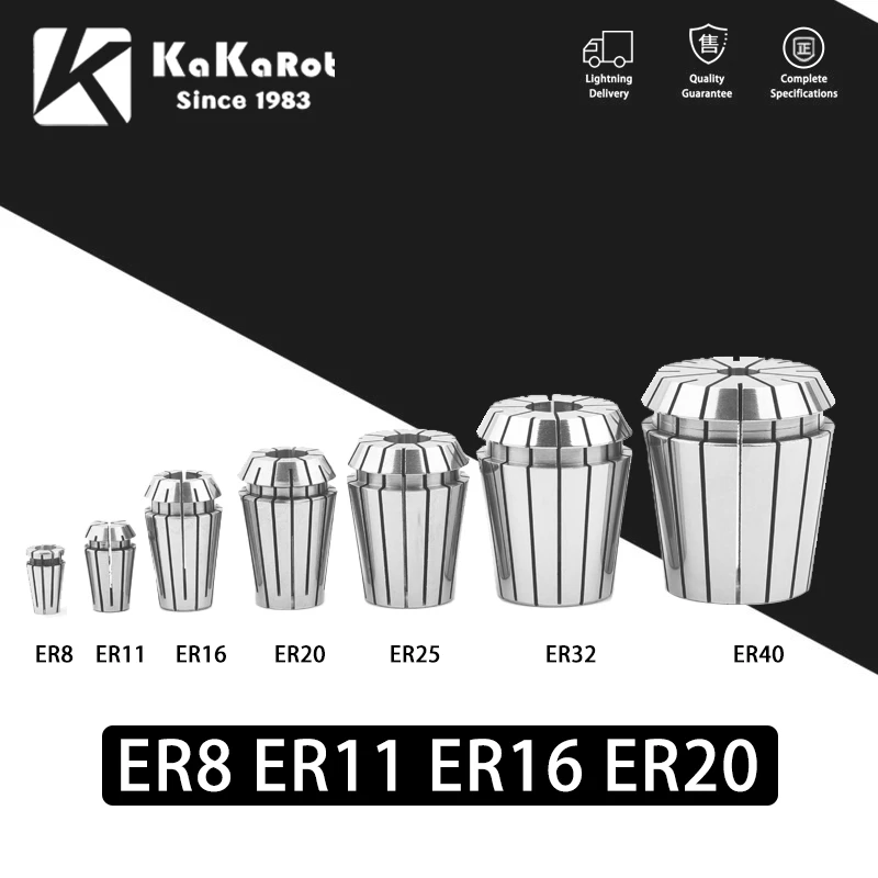 KaKarot ER Collet Chuck ER8 ER11 ER16 ER20 0.008 For CNC Milling Tool Holder Engraving Machine Lathe Mill Spring Chuck CNC