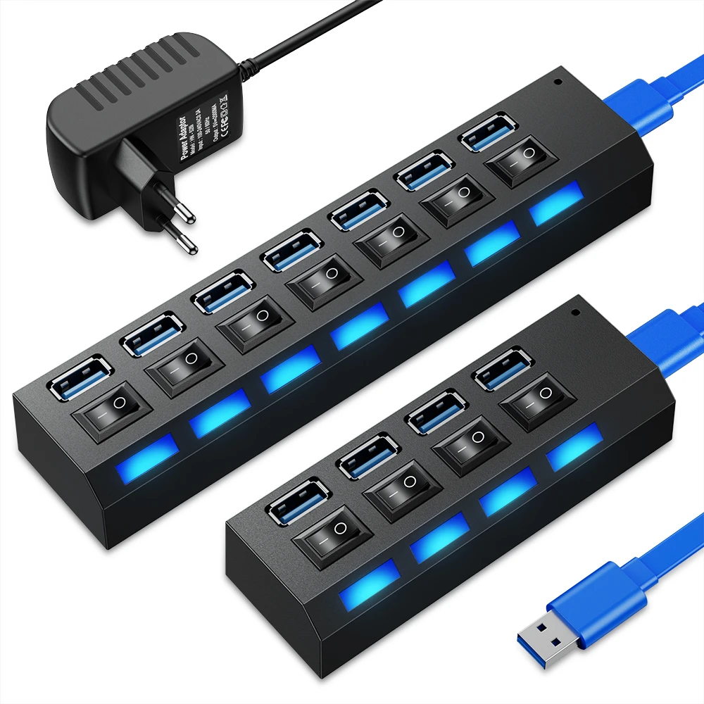 USB Hub 3.0 Hub USB 3 0 Multi USB Splitter USB 3 Hab Use Power Adapter USB 2.0 Hub 4/7 Port With Switch Computer Accessories