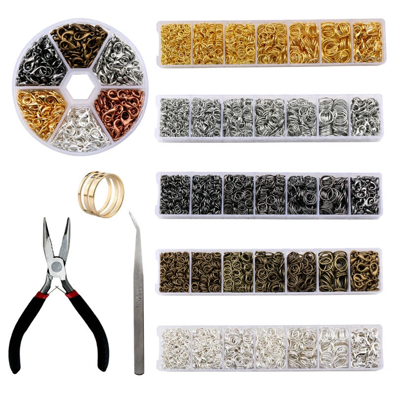 A Set Jewelry Findings Tool Set Open Jump Rings,Jewelry Pliers, Lobster Clasps hooks, jewelry tweezers Jewelry Making Supplies