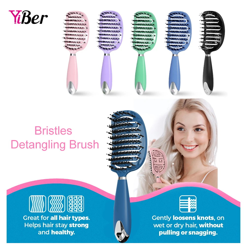 Hair Scalp Massage Comb Hairbrush Bristle Nylon Women Wet Dry Curly Detangle Hair Brush Salon Hairdressing Styling Tool Dropship