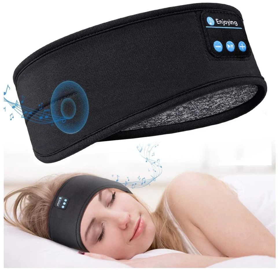 Wireless Bluetooth Sleeping Headphones Headband Thin Soft Elastic Comfortable Music Ear phones Eye Mask for Side Sleeper Sports