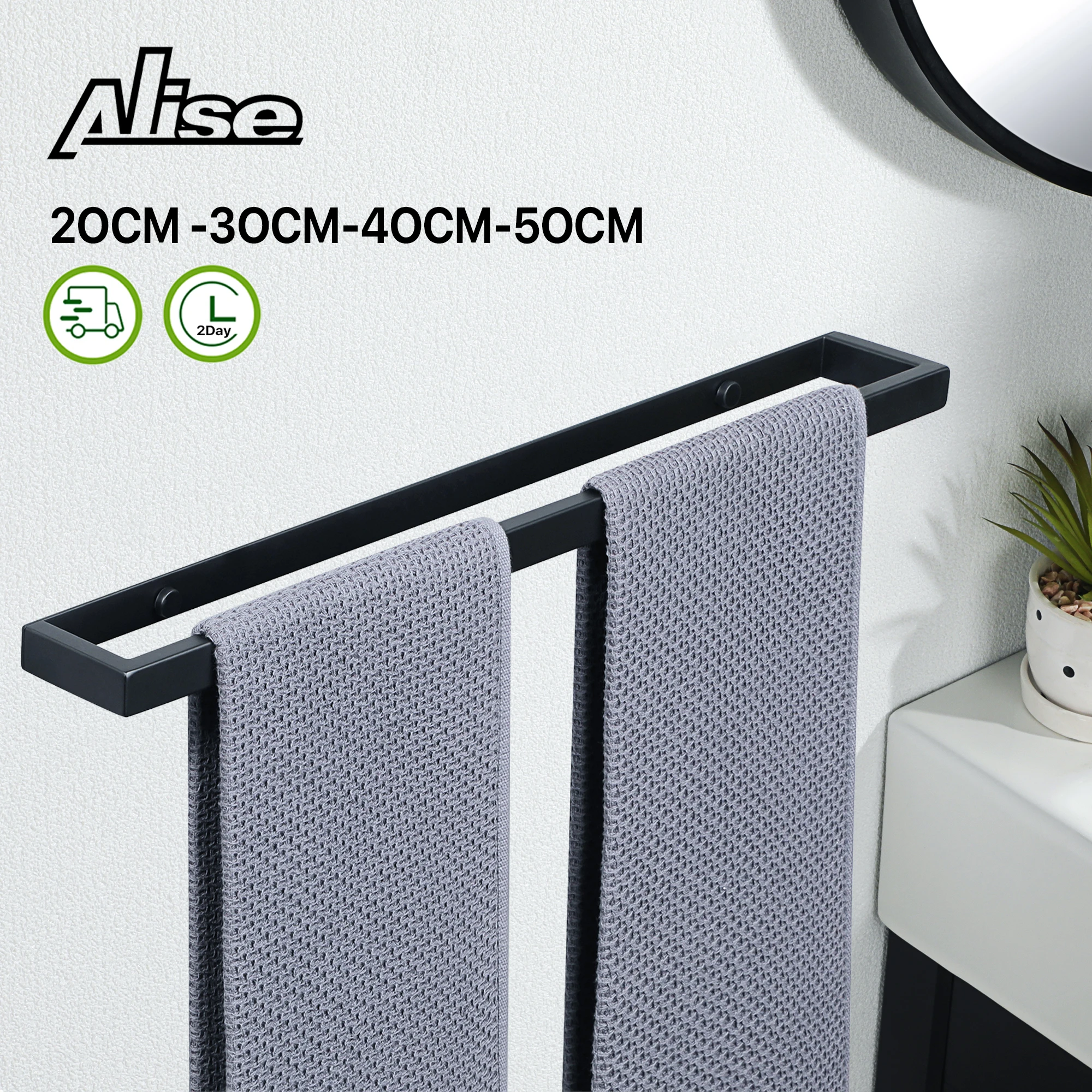 20/30/40/50cm Towel Rack Towel Hanger Bath Towel Holder Wall Hanging Towel Bar 304 Stainless Steel Bathroom Shelf Storage Rack