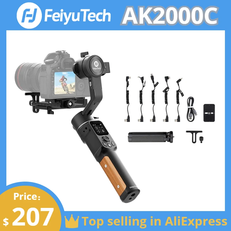 FeiyuTech Official AK2000C 3-Axis DSLR Camera Gimbal Stabilizer Foldable Release for Sony Panasonic Canon Fujifilm