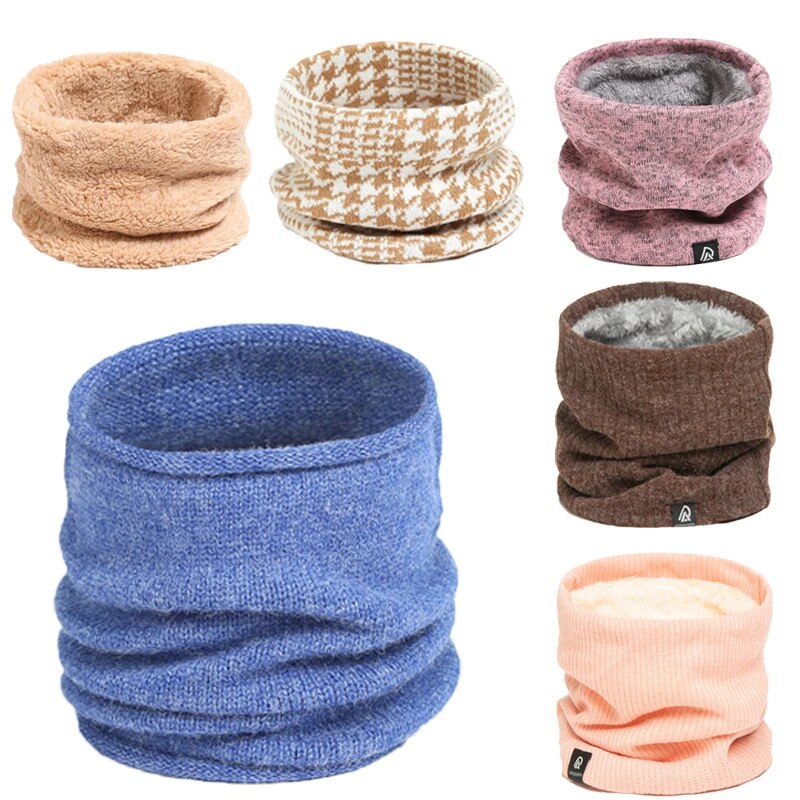 2021 Winter Scarf Knitted Ring Neck Wraps Women Bandana Warm Solid Collar Unisex Men Face Scarves Infinite Cashmere Snood New