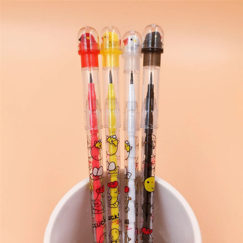 4pcs Cute Chicken Non-sharpening Pencils Pen Cap HB Lead Students Writing Pens School Stationery Pencil for Kids Office Supplies