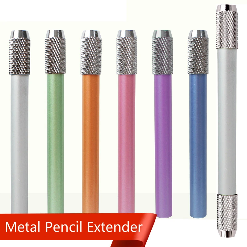 1pc Metal Pencil Extender 6 Colors Sketch Pen Extender Holder Rotary Detachable 15*0.8cm Art Painting Tools