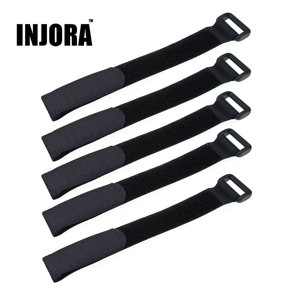 INJORA 5Pcs Black Durable  Antiskid Cable Tie Down Straps for RC Car Battery RC Crawler Tool 2*20cm/2*30cm