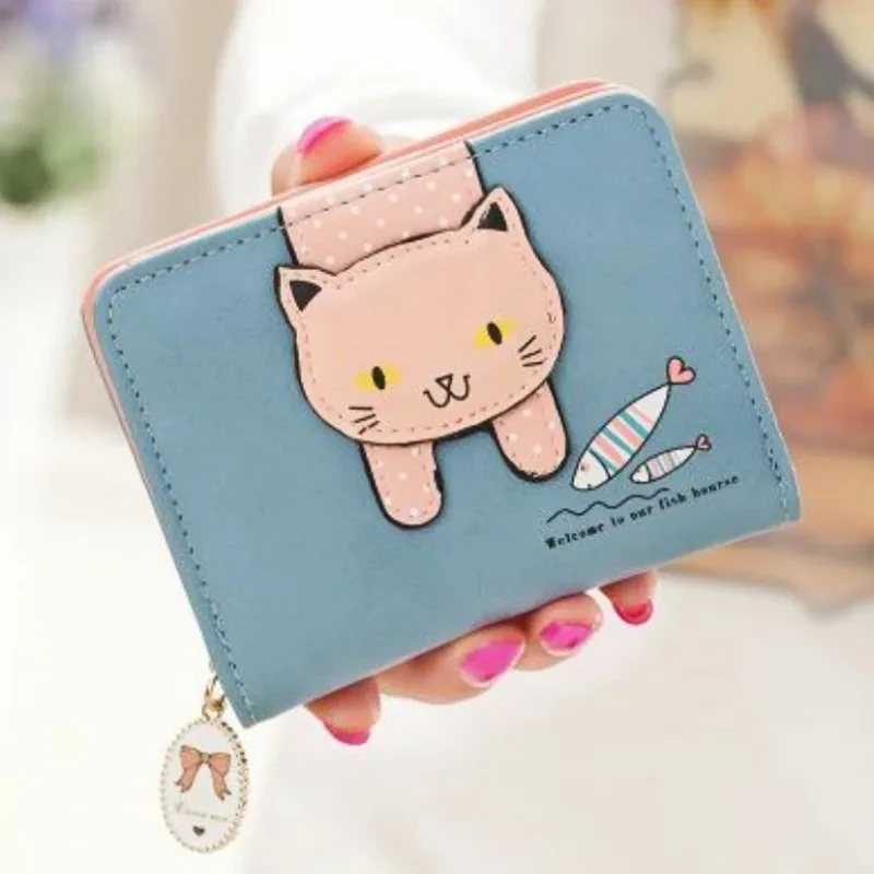 Women Cute Cat Wallet Small Zipper Girl Wallet Brand Designed Pu Leather Women Coin Purse Female Card Holder Wallet Billetera