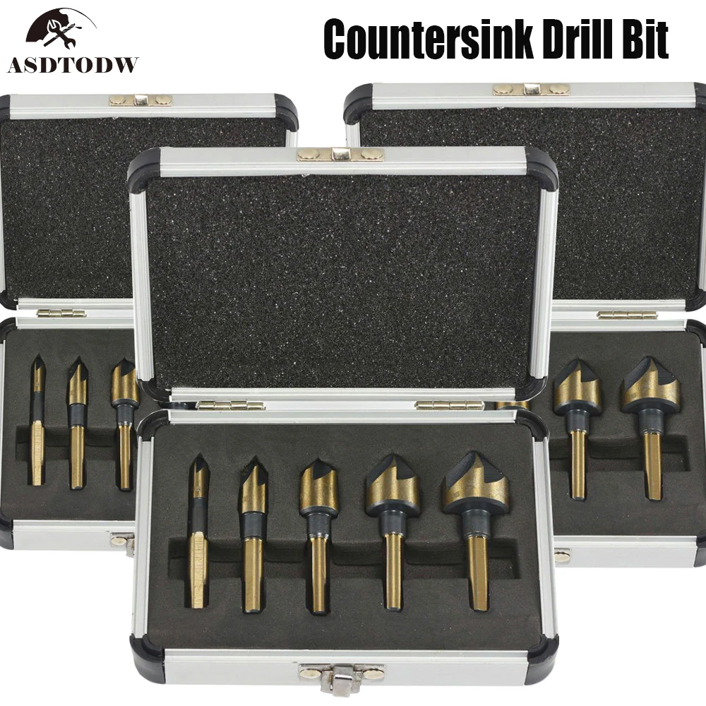 5Pcs/Set Industrial Woodworking Countersink Router Bit Set Screw Extractor Remon Demolition for Wood Milling Cutter