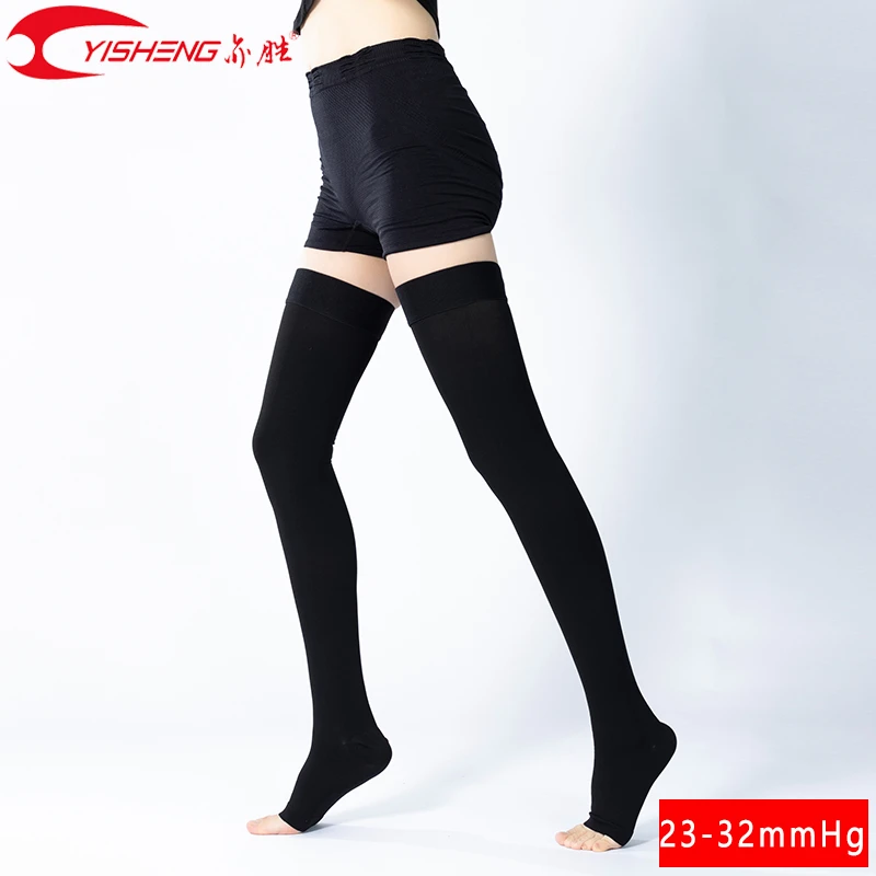 Compression Recovery Thigh Sleeve (1 Pair) Medical Support Hose 20-30 mmHg Thigh High Compression Stockings with Silicone Band