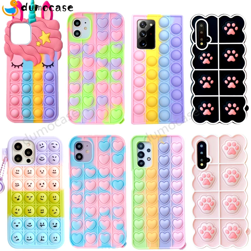 Push Bubble Toys Relieve Stress Case for Samsung Galaxy A20E S20 FE A31 A51 A71 A12 A32 A52 A72 A21 A11 S21 S10 S9 S8 Plus Cover