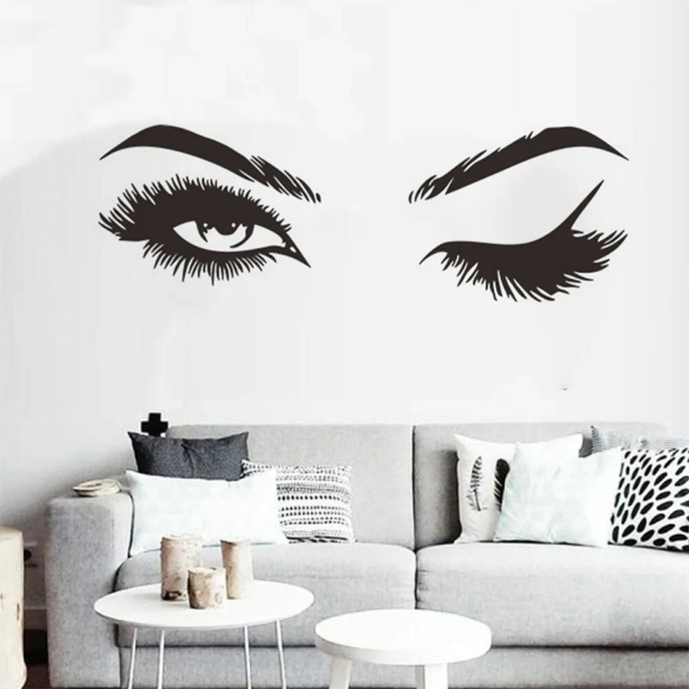 Lash & Brows Eyes Quote Wall Stickers Fashion Vinyl Eyelashes Wall Decals For Girls Bedroom Eyebrows Store Beauty Salon Decor