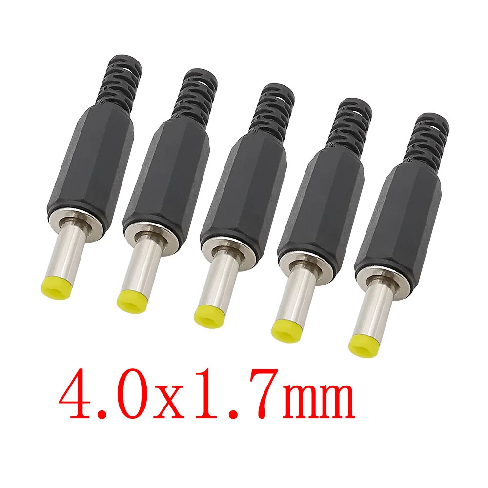 5/10Pcs DC Power Male 4.0mm x 1.7mm Solder Connector Plug 4.0 x 1.7mm DC Power Male Plugs Jack Black Straight Solder Adapter