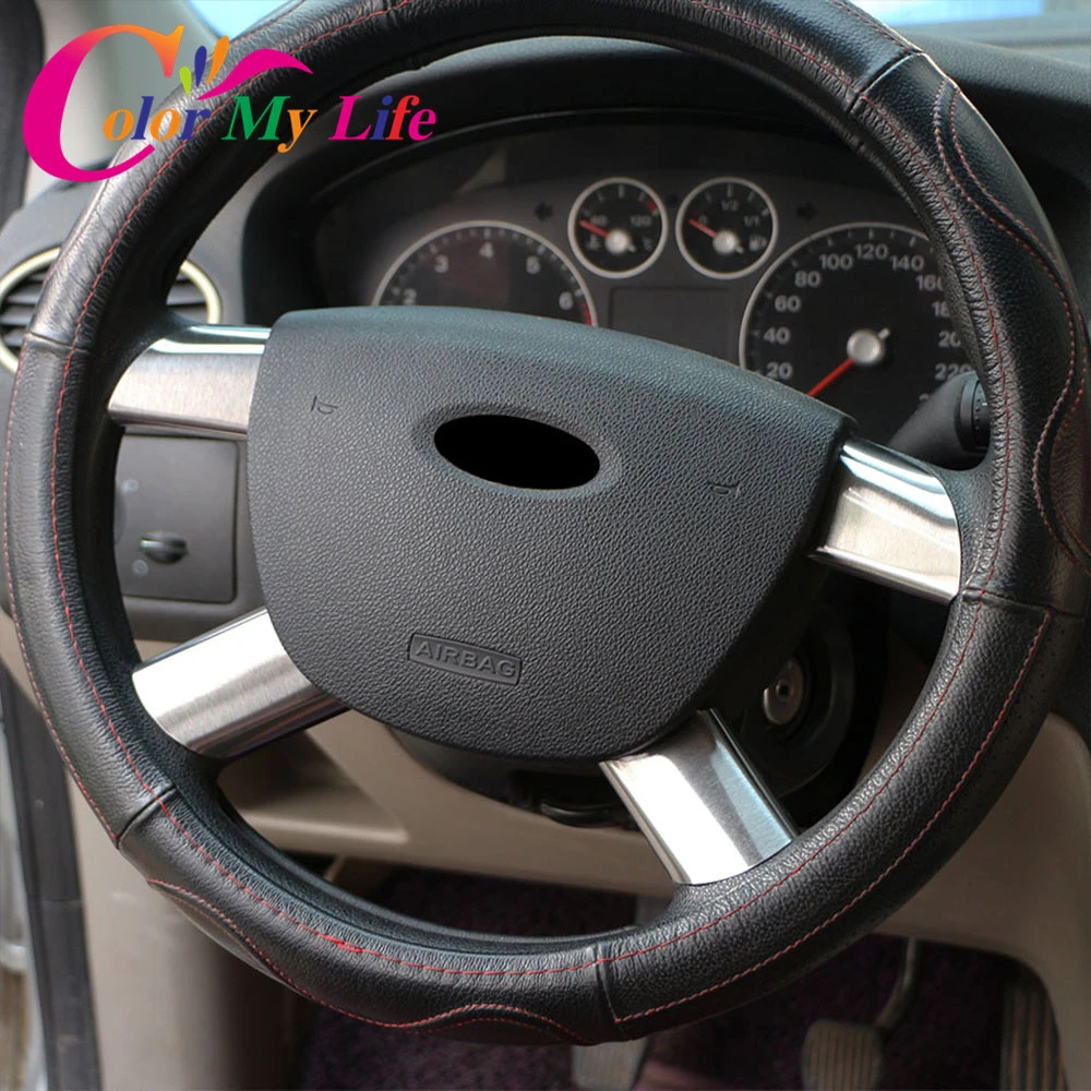 Color My Life Stainless Steel Car Steering Wheel Decoration Cover Trim Sticker for Ford Focus 2 MK2 2005 - 2011 Accessories