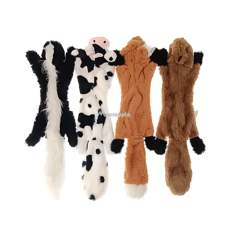2020 New cute plush toys squeak pet wolf rabbit animal plush toy dog chew squeaky whistling involved squirrel dog toys