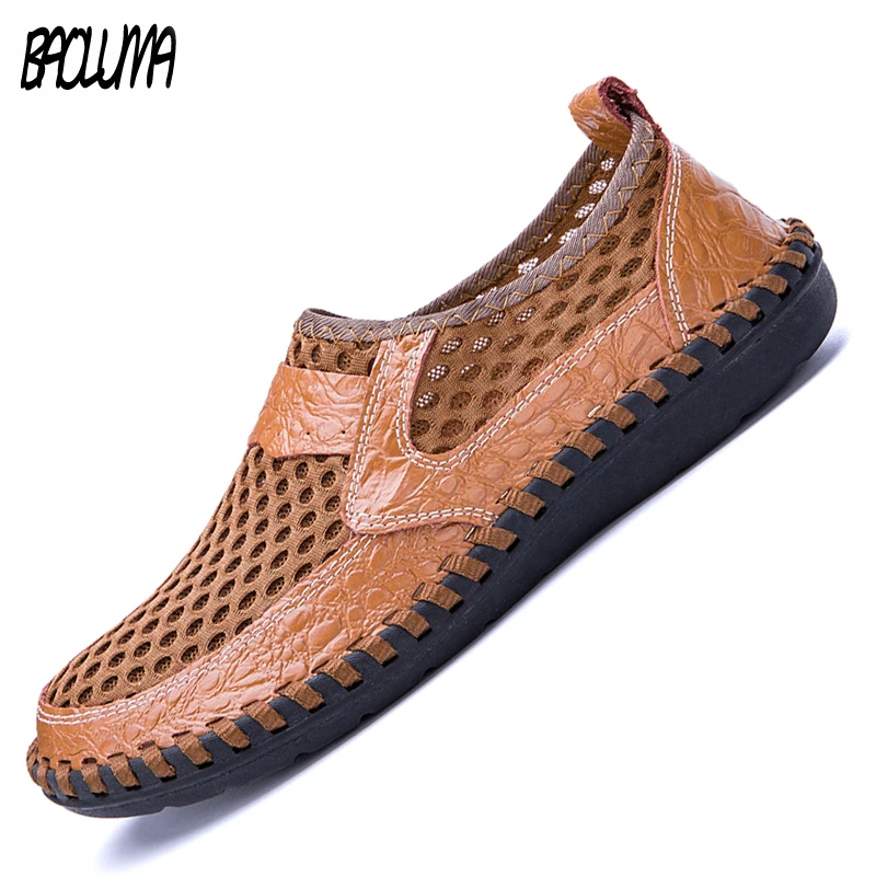 Men's Casual Shoes Men Leather Loafers Flat Handmade Outdoor Breathable Moccasins Designer Shoes Comfortable Sneakers Size 38.50
