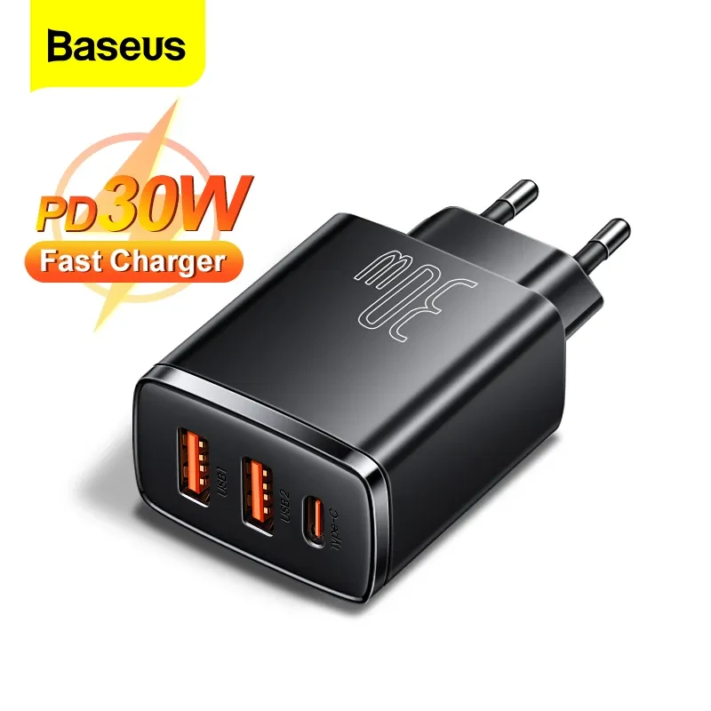 Baseus 30W USB Type C Charger Quick Charge For iPhone 13 12 Pro Max Samsung Xiaomi Mi QC 3.0 PD USBC Fast Charging Phone charger