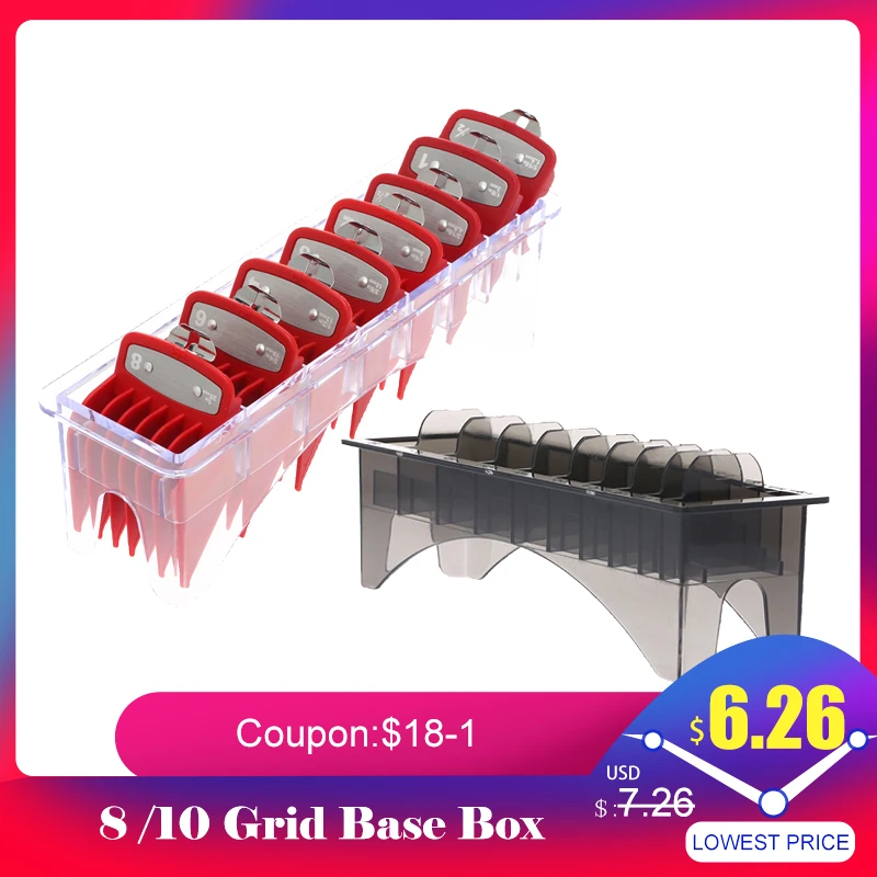 8 /10 Grid Base Box For Universal Hair Clipper Limit Comb Guide Attachment Size Barber Replacement Hair Styling Tool Accessories