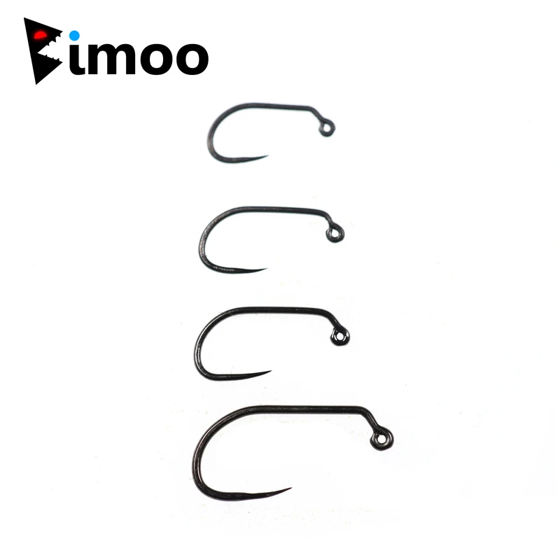 Bimoo 20pcs Fly Fishing Wet Fly Hook Barbless Fly Tying Jig Hook Black Nickle Fly Tying Material 5Sizes #10 #12 #14 #16 #18