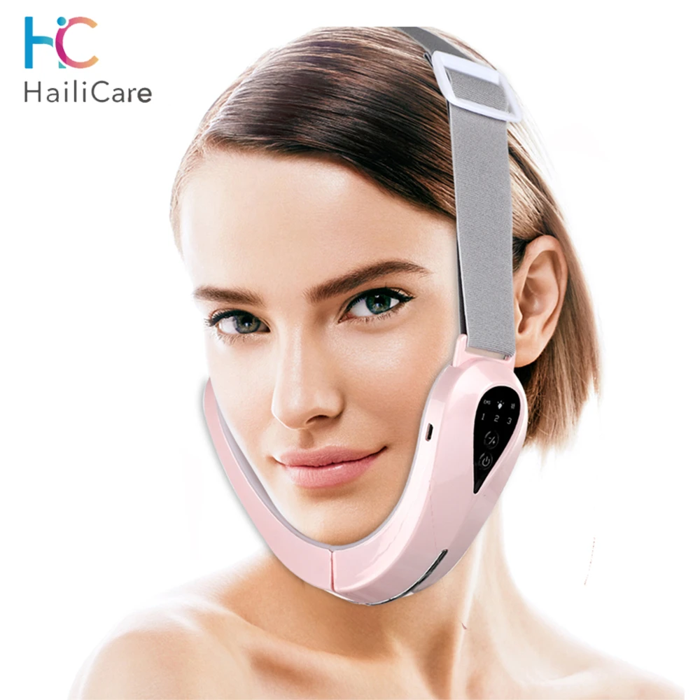 Facial Massager V-Line Lift Up Belt Chin Lift Belt Machine Red Light Blue Light LED Face Slimming Vibration Massager Face Liftin