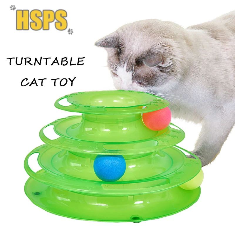 Three Levels Intelligence Toy for Cat Funny Cat Tower Puzzle Candy Color Grind Claws Amusement Ball Training Amusement Plate