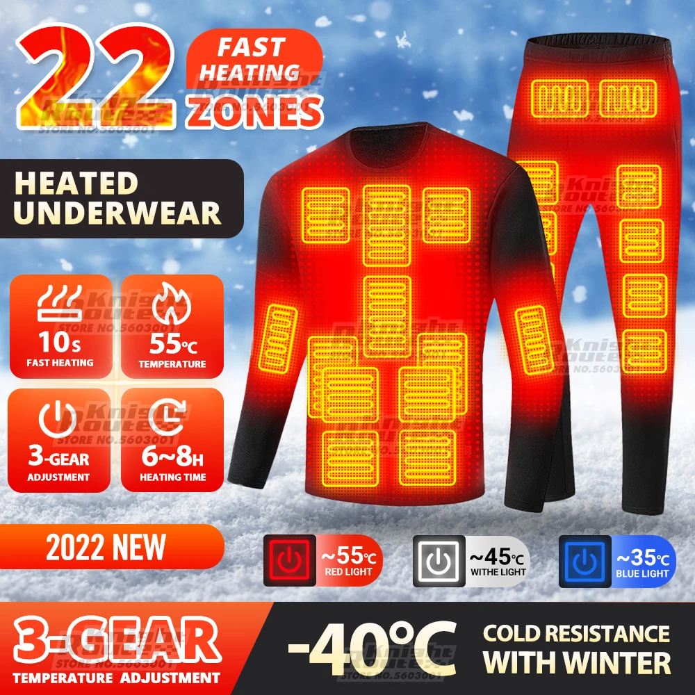Winter Jacket Heated Thermal Fleece Underwear Men's Women's USB Heating Jacket Clothing Motorcycle Jacket Moto Long Johns Suit