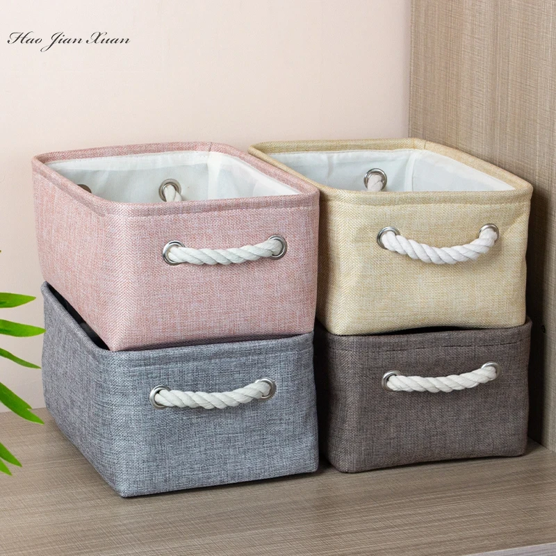 Cotton Linen Folding Storage Baskets Kids Toys Organizer Clothes and Sundries Storage Box Cabinet Storage Bag Laundry Basket