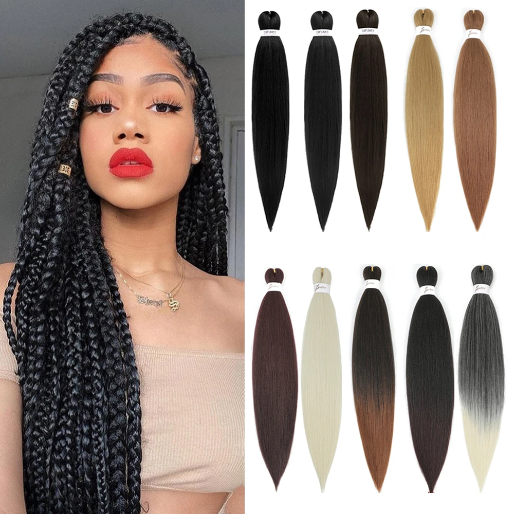 SOKU Braiding Hair Pre stretched EZ Box Braid Hair Synthetic Braids Extensions Senegal Twist Yaki Straight Crochet Hair Bundles