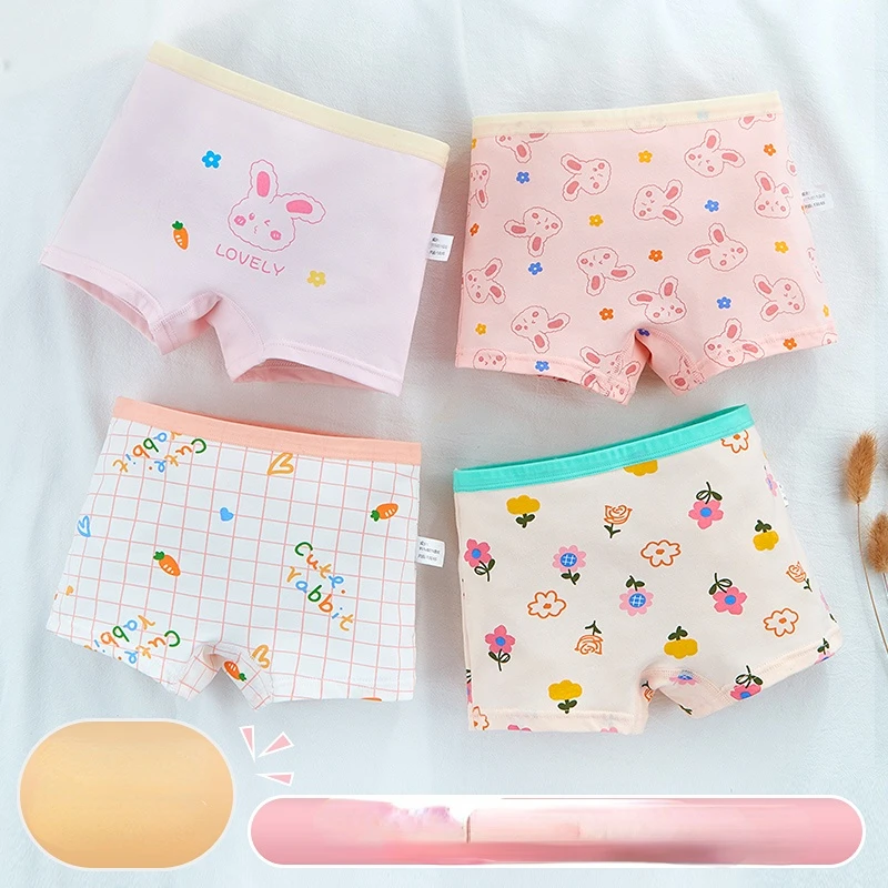 4 Pieces/Lot 2-15Y Children Underwear High Quality Cotton Girls Panties Cute Pattern Kids Boxer Briefs Child Soft Girl Pants