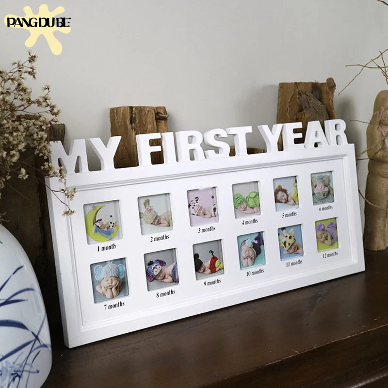 My First Year Baby 12 Month Photo Frame Baby Accessories Newborn Gift Set Baby Foot and Hand Print Baby Photo Frame Baby Items