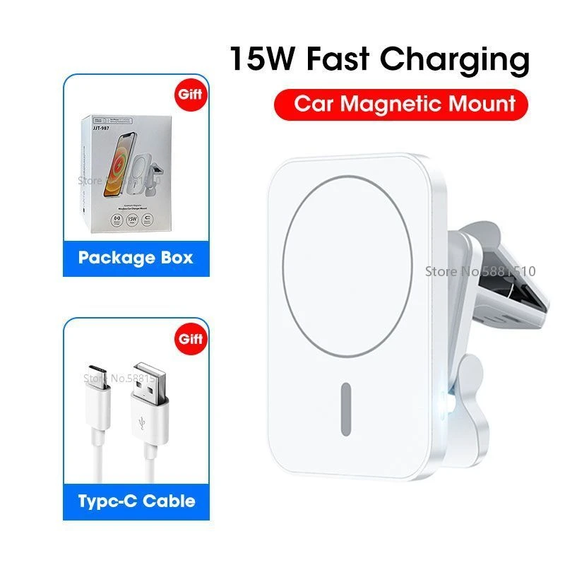 15W Magnetic Wireless Chargers For iPhone 13 12 Car Magnet Mount Phone Holder Fast Charging Station Air Vent Stand Charger