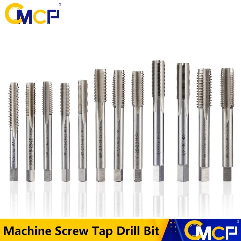 CMCP 1pc HSS 5/16 3/8 7/16 1/2 5/8 3/4- 14 16 18 20 24 32 UNC UNEF UNF UNS Right Hand Thread Tap Machine Screw Tap Drill Bit