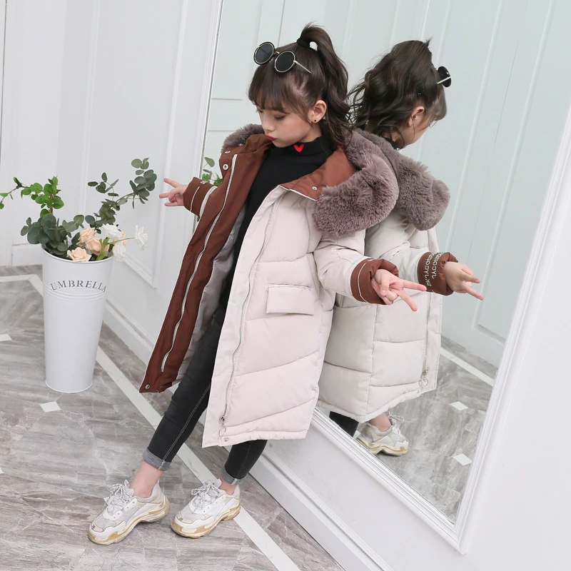 Children Winter Down Cotton Jacket 2020 New Fashion Girl Clothing Kids Clothes Thick Parka Fur Hooded Snowsuit Outerwear Coat