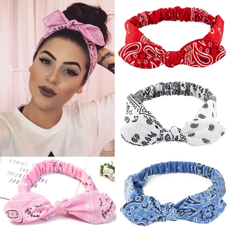 New Girls Vintage Cross Knot Elastic Hairbands Soft Solid Print Headbands Bandanas Girls Hair Bands Hair Accessories For Women