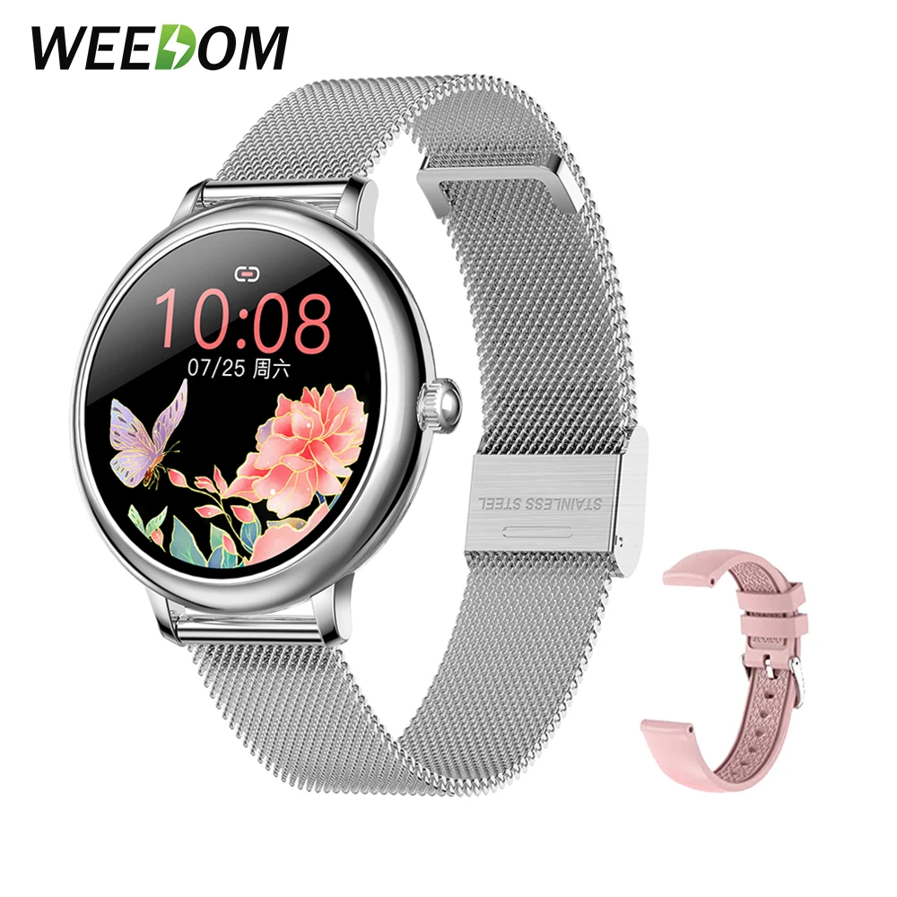 2021 Luxury Rosegold Smart Watch Women Full Touch HD Screen Heart Rate Blood Pressure Monitor Female Smartwatch For iOS Android