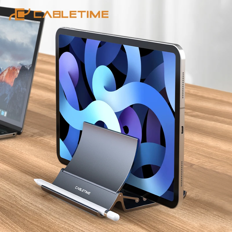 CABLETIME Vertical Laptop Stand Automatically Shrink Space-Saving Tablet Stand for MacBook Surface iPad Mobile Phone C418