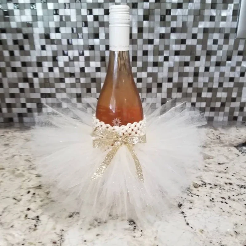 Wine vase Tutu Skirt wedding Christening Baptism Bridal baby Shower Bachelorette hen Party Birthday table centerpiece decoration