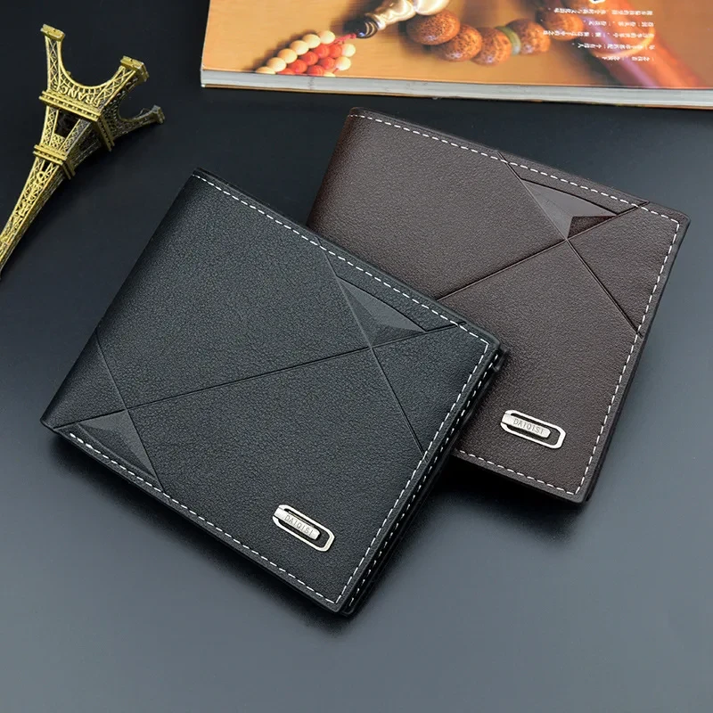 2021 New Men's Wallet Short Multi-card Coin Purse Fashion Casual Wallet Male Youth Thin Three-fold Horizontal Soft Wallet Men PU