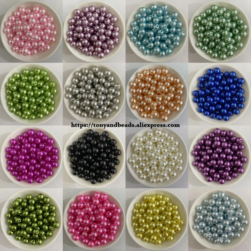 Acrylic Imitation Pearl Round Ball Spacer Beads 4 6 8 10 12MM Pick Size For Jewelry Making