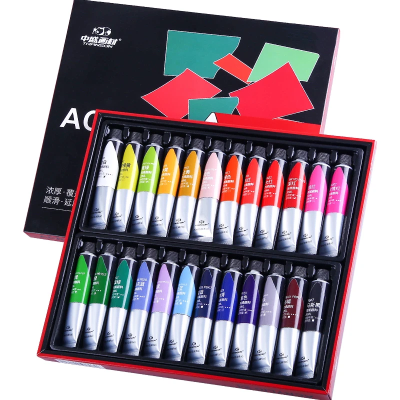 20Ml Professional Acrylic Paint Set For Painting 12/24 Colors Fabric Paint For Textiles Wall Drawing Glass Paint Art Supplies