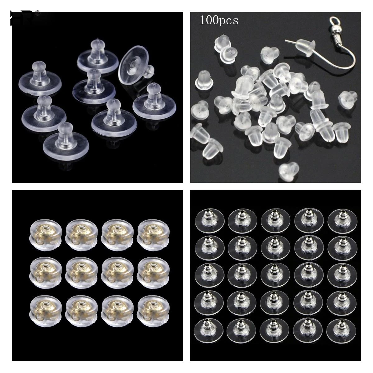 50Pcs/60/pcs/100pcs pack Earring Holders Stoppers Soft Nut Silicone Heavy Duty Rubber Earring Backs Sleeves
