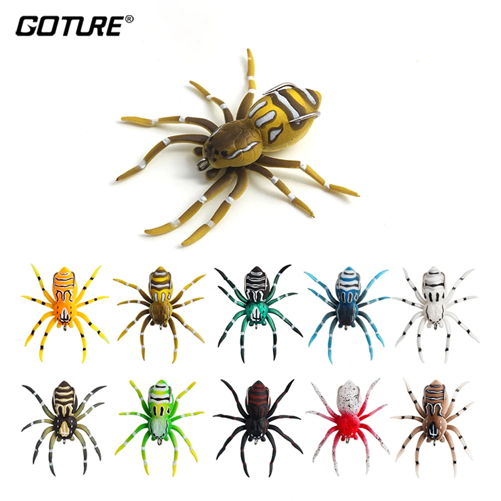 Goture 1pcs Spider Soft Bait 7cm 6g Silicone Bait Artificial Softbait Lures Weedless Fishing Lure with Realistic Design