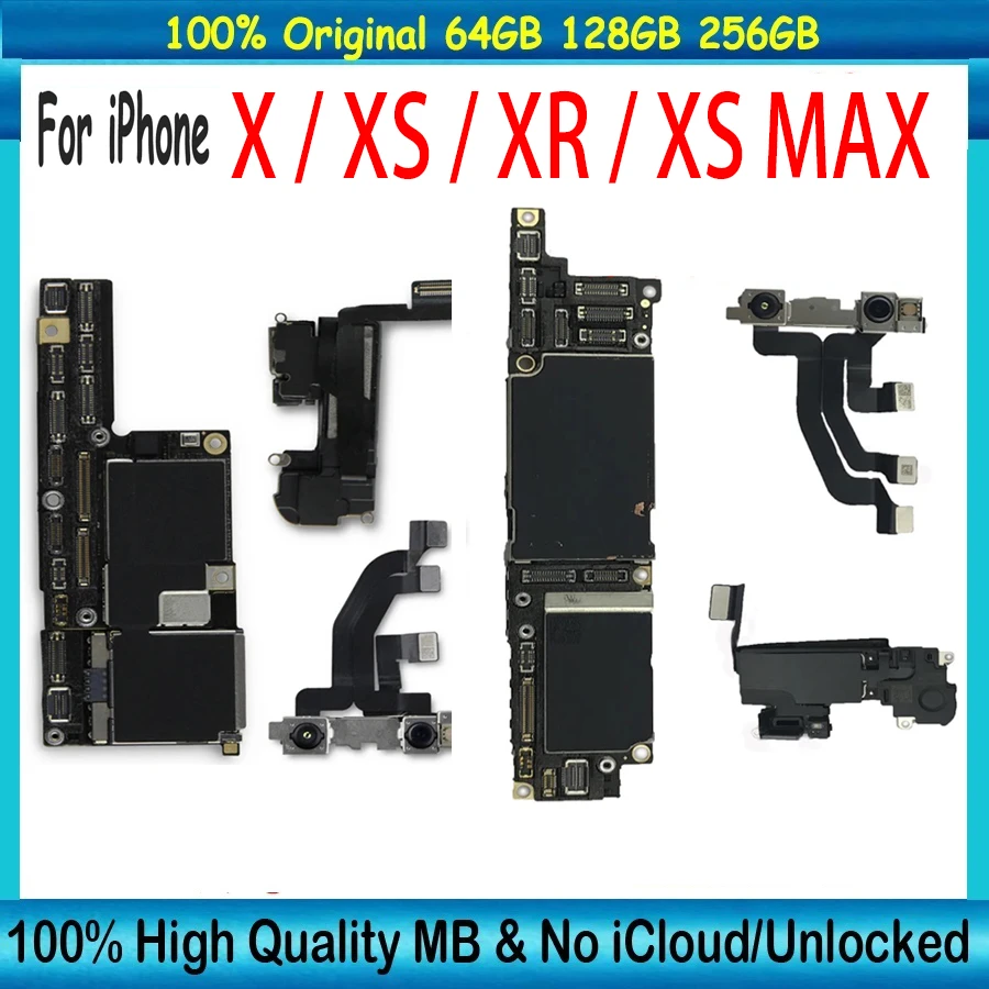 Free iCloud For iPhone X XR X S XS Max Motherboard With Face ID 64GB 128GB 256GB Mainboard 100% Original Unlocked Logic board