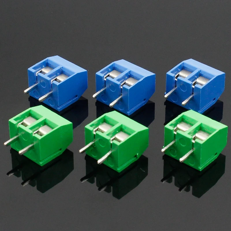20PCS/LOT KF301-2P KF301-5.0-2P KF301 Screw 2Pin 5.0mm Straight Pin PCB Screw Terminal Block Connector Blue and green