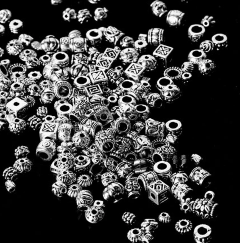 Wholesale Mixed About 180pcs Tibetan Silver Antique Loose Bead Spacer Beads Connectors DIY Jewelry Making Findings