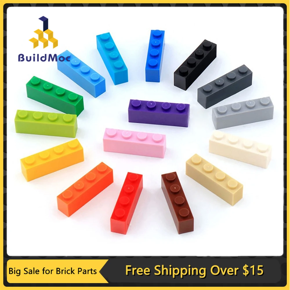 10PCS DIY Building Blocks Figures Thick Bricks 1x4 Educational Creative Size  Bricks Bulk Model Kids Toys for Children