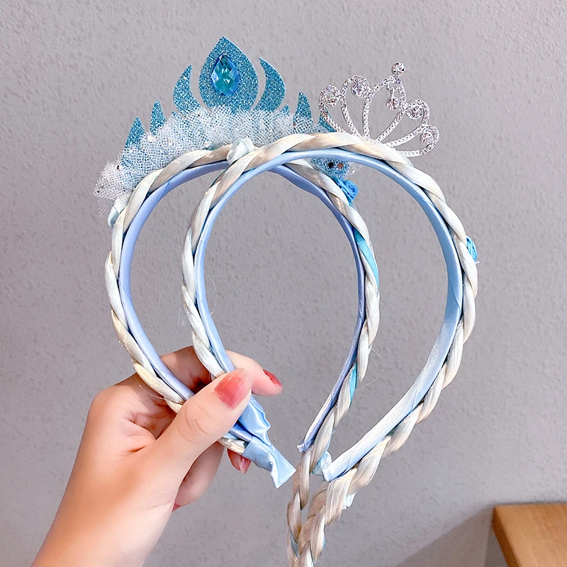 Headbands For Kids Girl Princess Hairbands Yarn Crown Bow Knot Child Hair Accessories Korean Handmade Wholesale