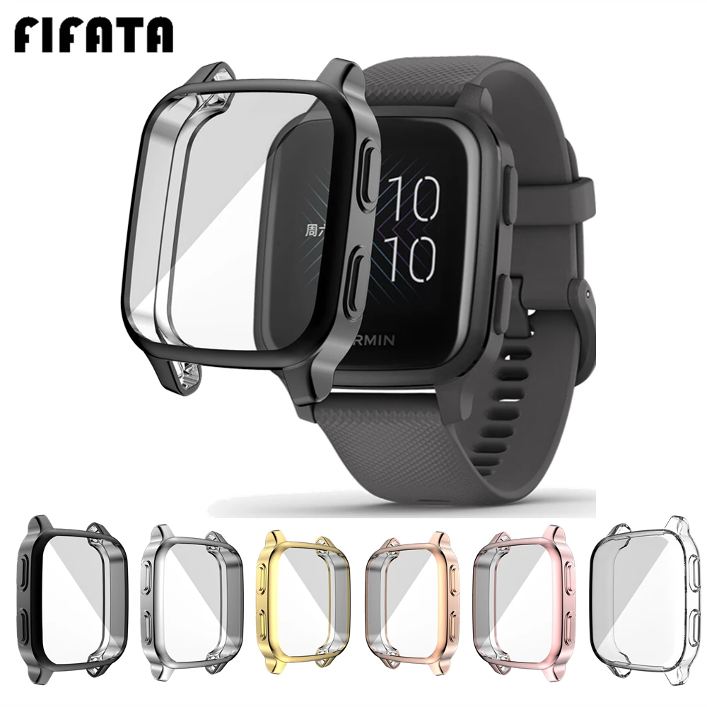 FIFATA Protection Case For Garmin Venu SQ Smart Watch Plating TPU Soft Cover Full Screen Protector Shell For Garmin Venu Sq Case