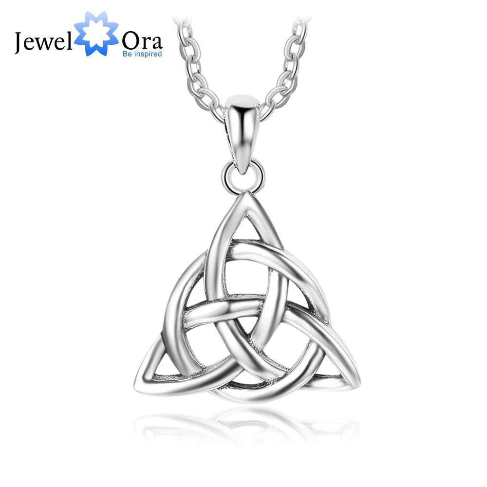 Vintage Jewelry Triquetra Trinity Knot Pendant Necklace 925 Sterling Silver Necklaces & Pendants for Women (JewelOra NE101914)